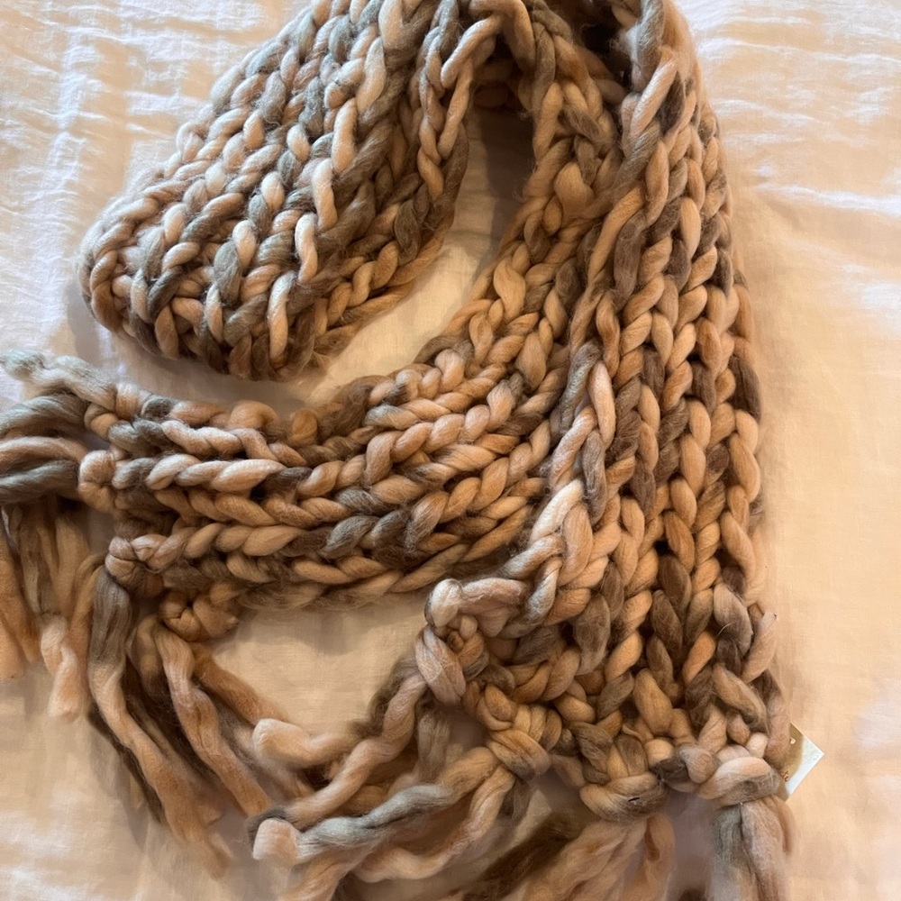 Altar'd State Cozy Knit Scarf in Blush and Cream